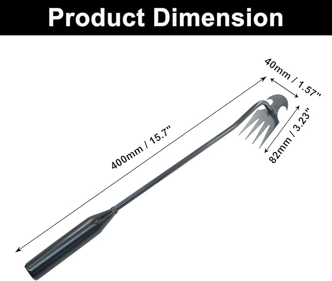 1Pcs Weed Puller Tool Garden Uprooting Weed Pulling Tool, 15.7" Portable Stainless Steel Weeder Tool 4-Claw Manganese Steel Weed Puller for Gardening Backyard Farm