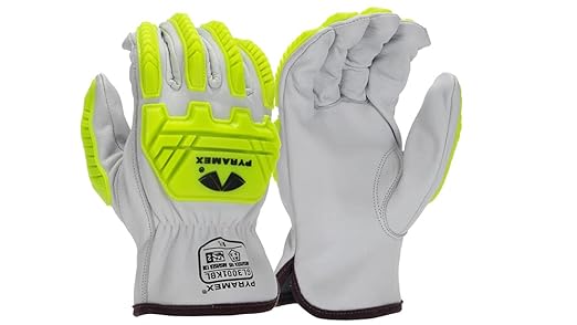 Pyramex GL3001KB Series Goatskin Leather Driver Safety Gloves With TPR Size Large