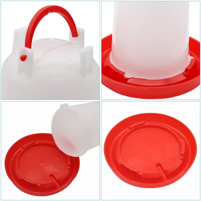Chick Feeder and Waterer Kit, 1.5kg Chick Feeder and 1.5L Chick Waterer for Poultry Duck Quail Hanging Poultry Plastic Containers for Outdoor