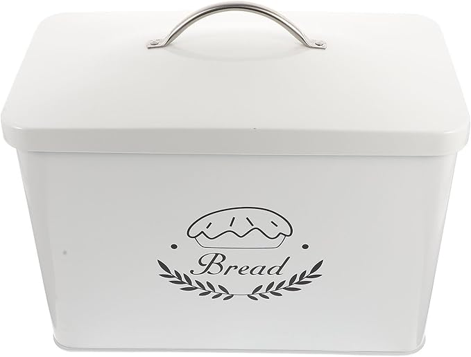 Large Metal Bread Box with Lid Iron Storage Container for Kitchen Rectangular Grain and Bread Storage Bin