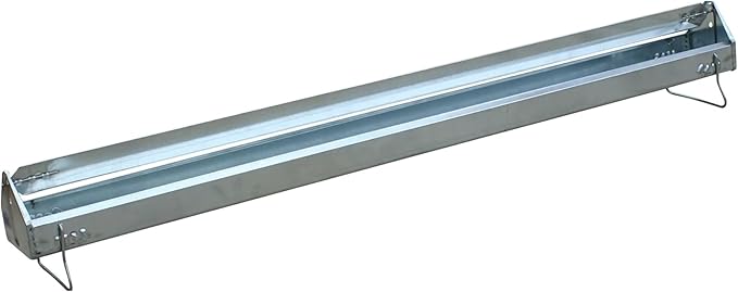 FARM-TUFF Reel Top Rectangular Poultry Feeder, 36 Inch - Heavy-Duty Galvanized Metal Feeder Trough with Anti-Roost Reel & Spill Resistant Design - Long Feeding Space for Backyard Flocks & Farms