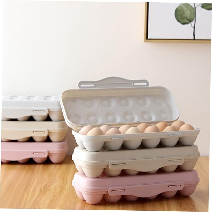 COHEALI Stackable Egg Storage Container 12 Grids Egg Holder for Refrigerator Sturdy Shatterproof Tray Box Practical Kitchen Organizer