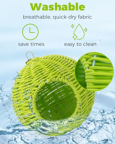 Chewproof Steel Frame Bird Nest for Cage, Washable Small Bed Hammock - S-Long Chain-green for Small Birds, Chew-resistant Steel Frame - Image 3