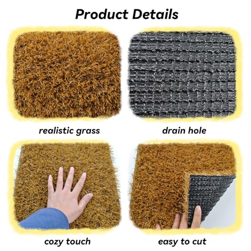 4 PCS Washable Chicken Nesting Pads,11.8x11.8 Artificial Grass Turf Reusable Chickens Nest - Yellow, Polyethylene (PE) - Image 5