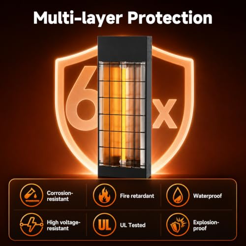 600W Heat Lamp for Chickens, Chicken Coop Heater Carbon Fiber - Black - Image 5