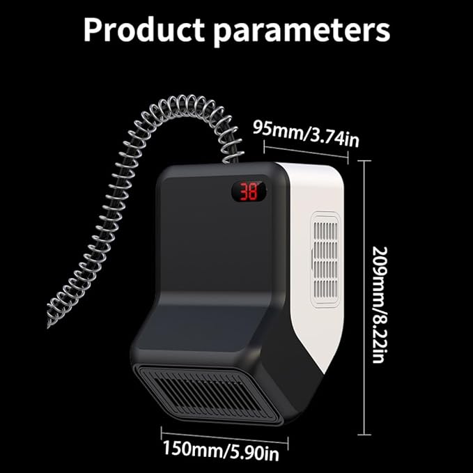 Dog House Heater with Thermostat, 300-600W 2 Heating Mode Pet Warmer, Wall-Mounted Design, Pet Heater with 6FT Anti Chew Cord and Safe Overheat Protection, for Dogs Chicken Coops Rabbits (Black 2)