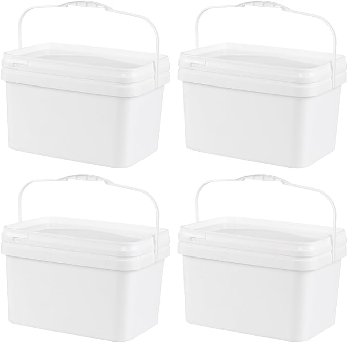 3 Gallon Food Grade Bucket with Lids, Plastic Utility Bucket Pail, 4 Packs