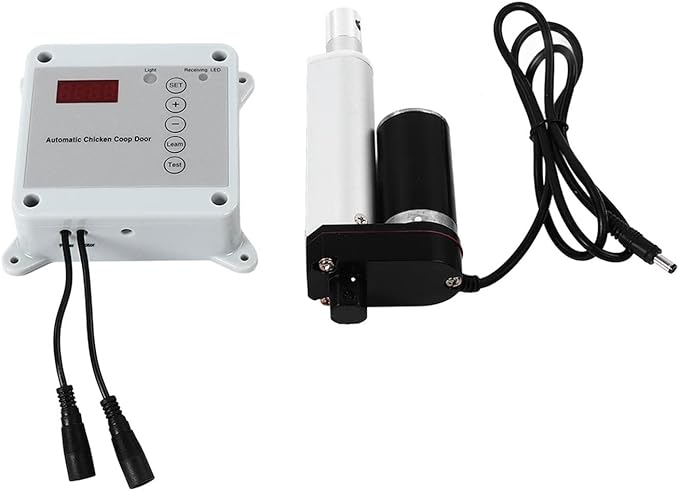 Automatic Chicken Coop Door with Timer and Remote Control Solar Powered Light Sensor Safe Opener Kit for Poultry Run Duck Coop(US Plug)