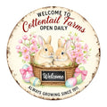Welcome to Cottontail Farms Round Aluminum Metal Sign Retro Easter Eggs Sign for Home - 8x8 Inch by Generic