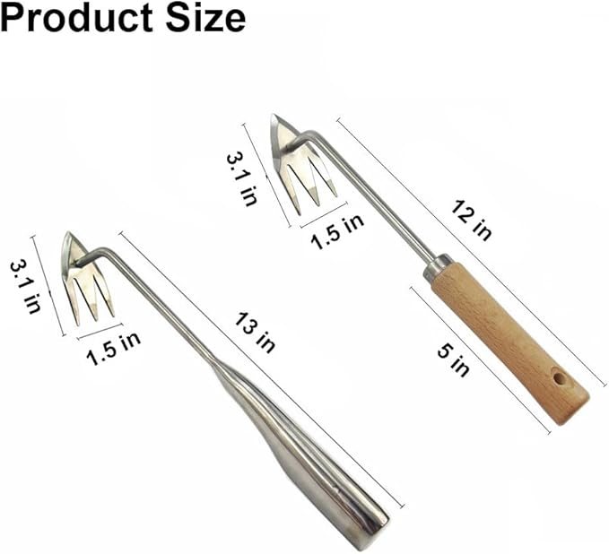 Manual Weed Puller Tool, 2025 New Weeding Artifact Uprooting Weeding Tool, 3 Tooth Manganese Steel Weed Remover Tool for Gardening Backyard Farm (Wood Handle)