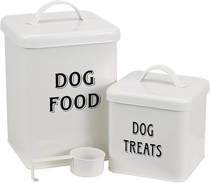 Morezi Dog Food Storage Container Farmhouse Pet Food Treats holder with Lid and Scoop, Perfect Sturdy Canister Tins for Kitchen Countertop, Shelf, Great Gift for Pet Owners - Dog Food