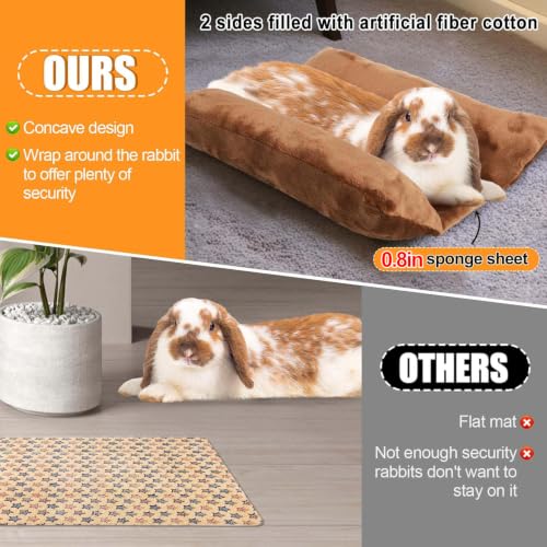 MEWTOGO 15.7" x 14" Bunny Bed for Rabbit Cage - 15.7 x 14In, Brown, flannel, Thickened & Soft - Image 2