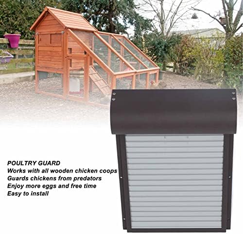 Chicken Coop Door Automatic Solar Powered Coop Door, Solid Metal Rolling Curtain Chicken House Door with Timer for Chicken Duck Poultry, Electric Chicken Door Solar Coop Door