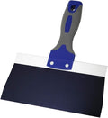 Warner 8" ProGrip Blue Steel Drywall Taping Knife, Soft Grip Handle, 10871