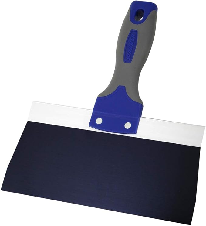 Warner 8" ProGrip Blue Steel Drywall Taping Knife, Soft Grip Handle, 10871