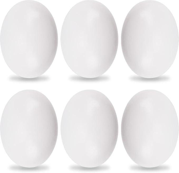 YunKo 6Pcs White Wooden Easter Eggs Fake Wooden Easter Eggs for Crafts Home Decor Great for DIY Decorations