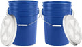 House Naturals 6 Gallon Food Grade BPA Free Made in USA Blue Bucket Pail with White Airtight Screw On Lid (Pack of 2)