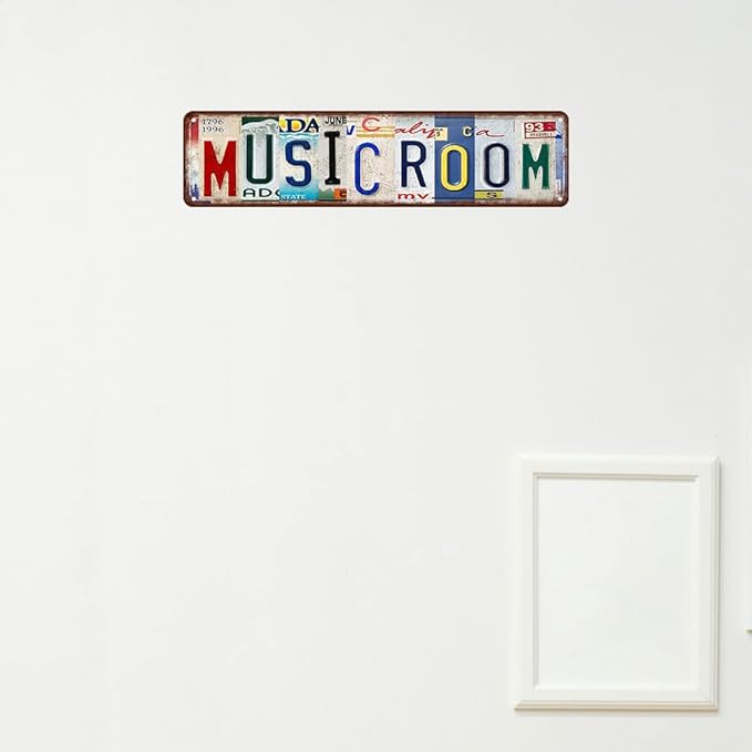 Music Sign Vintage Metal Tin Sign Music Room Decor Man Cave Posters Street Signs Home Bar Coffee Wall Art Decor 4 X 16 Inches