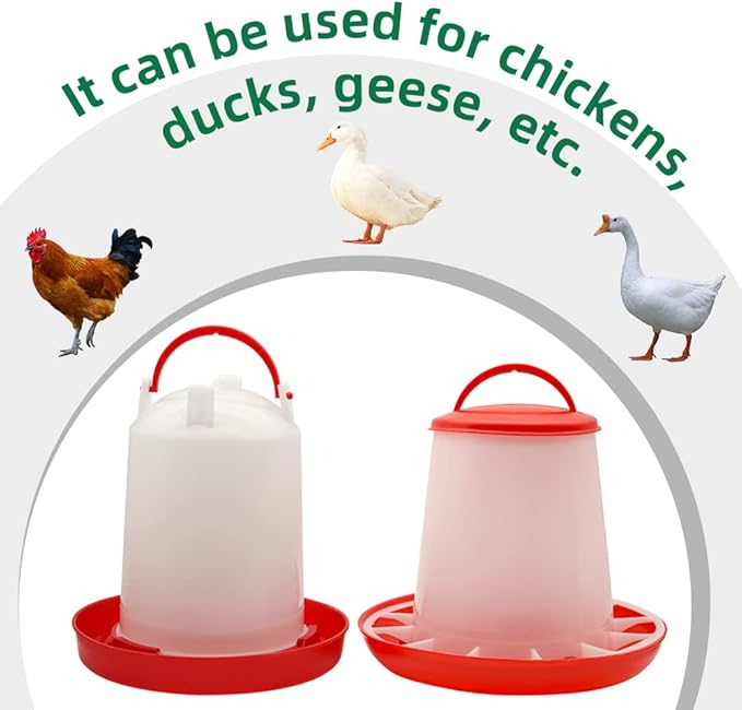 Chicken Feeder Waterer Kit Hanging 3.17 Quart Poultry Water Fountain & 6.6lb Feeder for Chick Duckling & Gosling