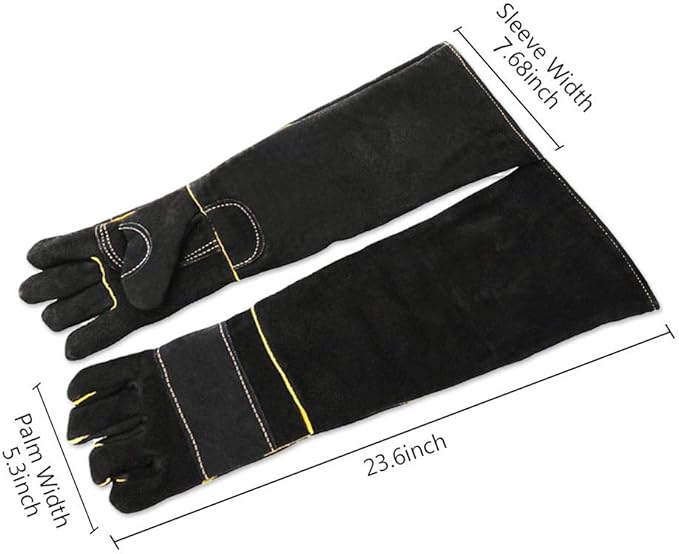 YBB Animal Handling Anti-bite/Scratch Gloves for Dog Cat Bird Parrot Pet (Black)
