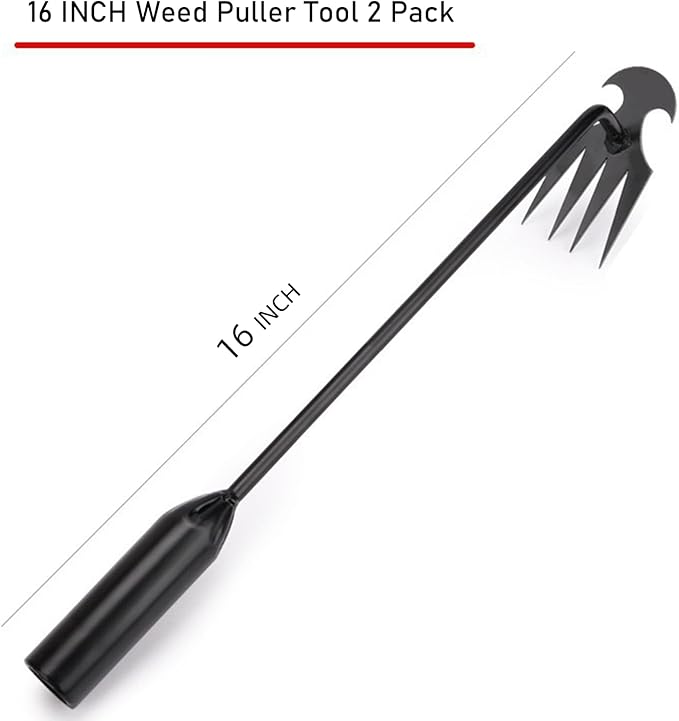 Weed Puller Tool, New Weeding Artifact Uprooting Weeding Tool, 4 Teeths Hand Weed Removal Tool for Vegetable Gardening Backyard Farm Planting and Weeding- 2 PCS