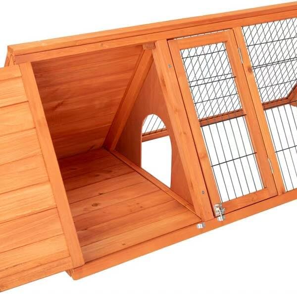 Wooden Chicken Coop Rabbit Hutch Outdoor Small Animal Cage with Ventilated Wire Run, Emovable Tray for Quail, Bunnies, Guinea Pigs, Chicks – Backyard Poultry Hutch (Brown)