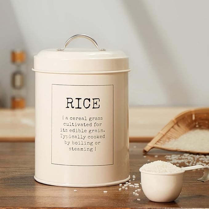 Luxshiny Large Capacity Airtight Rice Container with Scoop 8.66X5.90X5.90In Food Storage Bin for Kitchen Pantry Grain Preservation