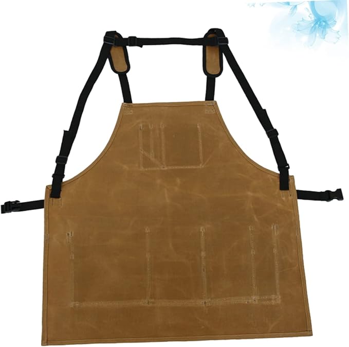 Kisangel Waterproof Heavy Duty Canvas Garden Tool Apron Pockets Sturdy Oil-Proof Pinafore for Cooking and Outdoor Work