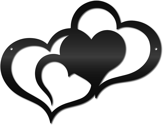 CREATCABIN Love Heart Wall Art Metal Hearts Wall Decoration Sign Ornament Wall Hanging Minimalist Sculpture Artwork for Valentine's Day Bedroom Living Room Decor Housewarming Gift Black 11.8 x 9 Inch