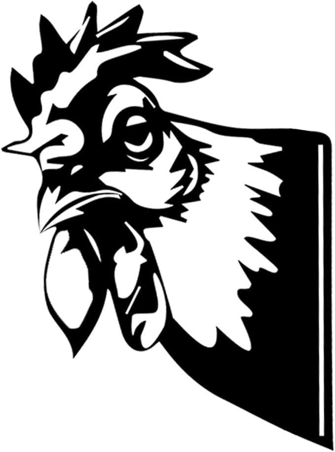 Farm Peeping Cow Metal Art Outdoor Decor Garden Fence Decoration, Farmhouse Backyard Hang Artwork Wall Decor, Outdoor Yard Patio Lawn Statue Gift for Loved Dad Grandpa (Rooster)