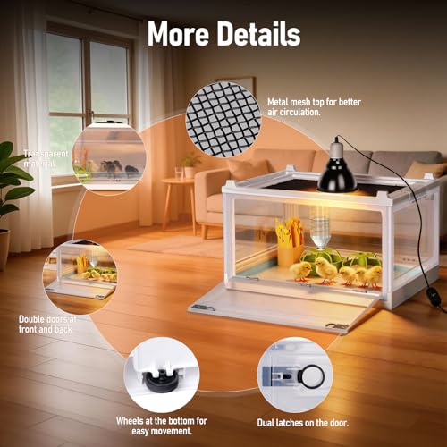 Chick Brooder Box with Adjustable Heat Lamp, Waterer & Feeder - white, Metal & Plastic - Image 7