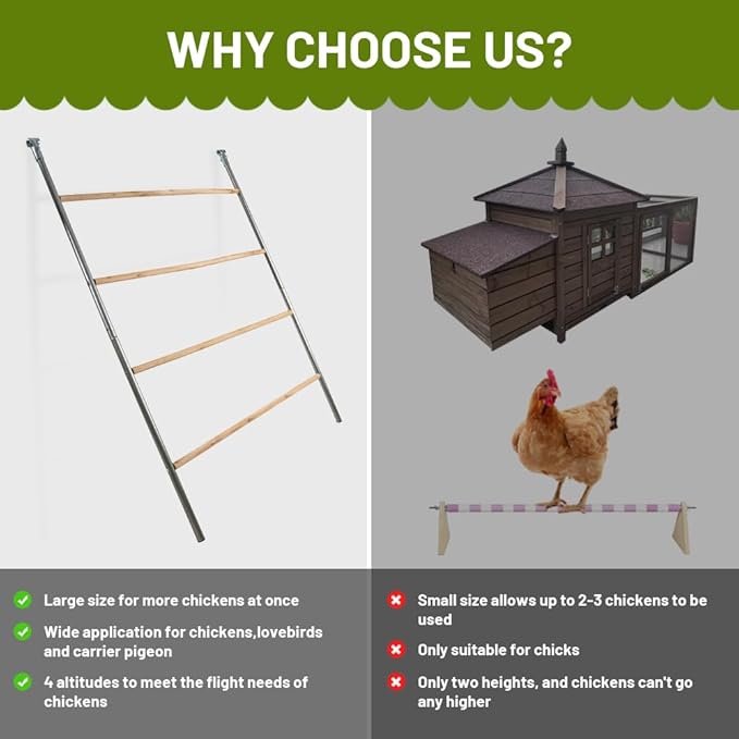 Yeeoy Chicken Perch Stand for Chicken Coop, Chicken Roosting Ladder Sturdy Roosting Bars for Adult Chickens, Chicken Toy and Coop Accessory Perfect for Backyard Poultry