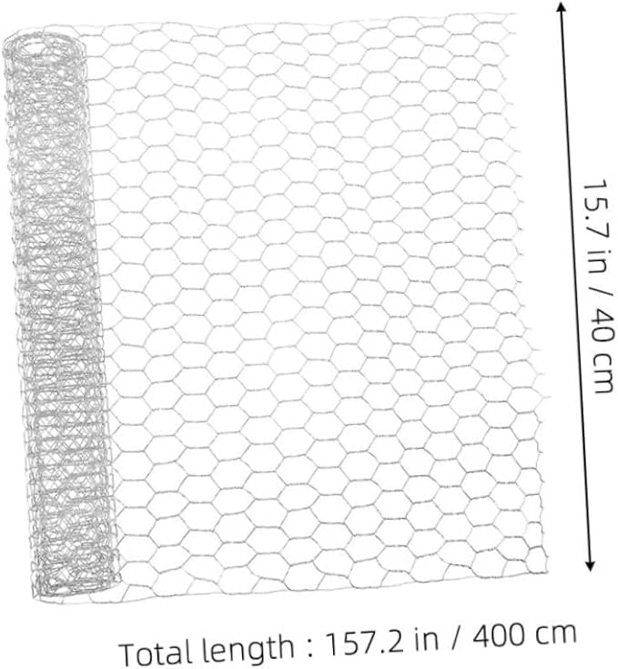 Galvanized Poultry Wire Fence Mesh for Chicken Coop and Garden Protection, 0.4m X 4m Heavy Duty Metal Wire Mesh 0.6mm Diameter and 16-Hole Pattern for Outdoor Farm Use