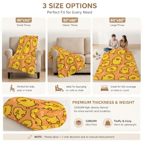Cute Yellow Chick Blanket, Cartoon Chicks Orange Design 50×60 - 50"x60", Whimsical Duck, Polyester - Image 7