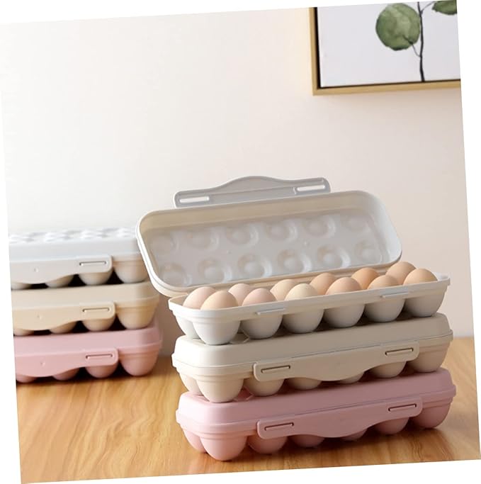 2pcs Stackable Egg Storage Box Shatterproof Container for Refrigerator Material Khaki for Organizing Duck Eggs