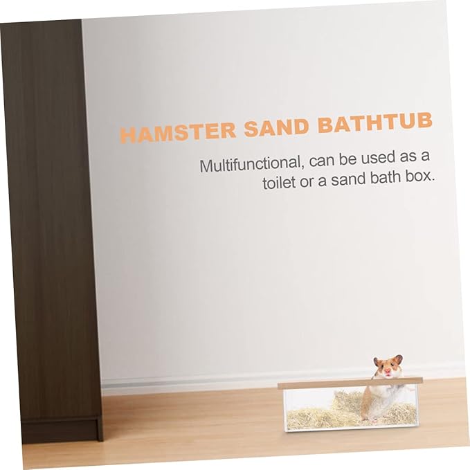 Hamster Bath Box Pet Bath Container for Chinchilla Guinea Pig Gerbils Bathing Tray Lid