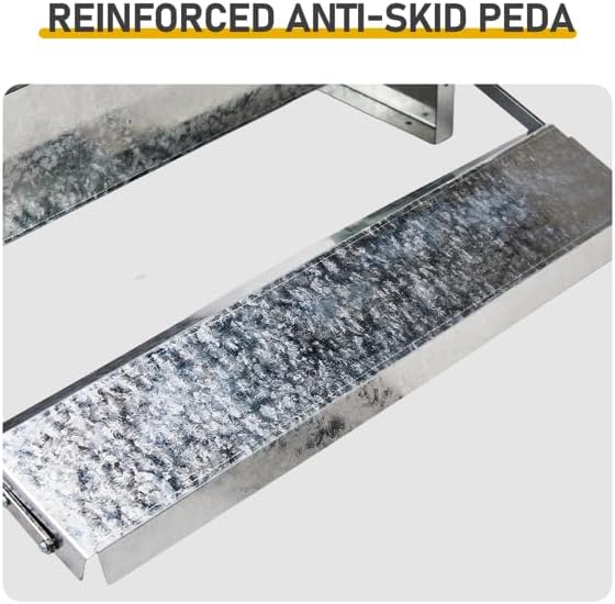 Treadle Chicken Feeder - Rodent Proof No Waste | Weatherproof Galvanized Steel Large Capacity Poultry Feeder for Chickens Ducks (Holds Grit/Oyster Shell, Silver)