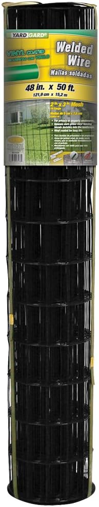 YARDGARD – 2 Inch by 3 Inch Mesh Welded Wire Fence – 48 Inches by 50 Feet – 16 Gauge Black Vinyl Coated Galvanized Steel – for Animal Enclosures | Property Protection | Garden and Rabbit Fencing