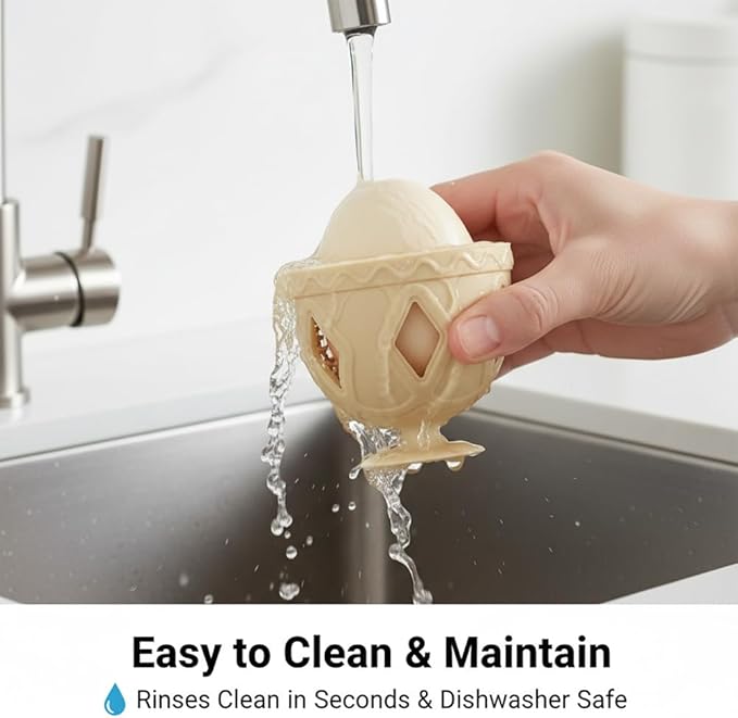 2 PCS Cleaner Brush for Fresh Eggs – Silicone Egg Washer Scrubber,Reusable Multipurpose Egg Washing Tool for Fruits & Vegetables,Suction Cup Base,Organic Egg Cleaner & Produce Brush(Beige+ Blue)