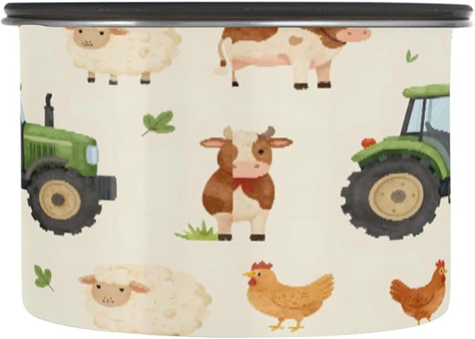 Farm Animals Cartoon Tractor Coffee Canister 17oz Stainless Steel Airtight Food Storage Container with Lid for Beans/Cereal Preserval