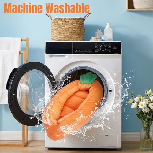 Hiceeden Carrot Bunny Bed, 24" × 12" Rabbit Bed with Removable Cushion - Medium to Large, Orange, Polyester - Image 4