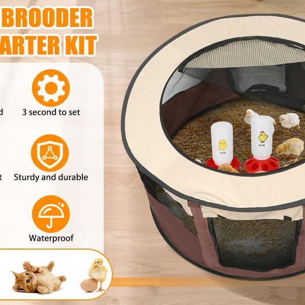 Chicken Brooder Box for Chick Starter Kit - 2026 Upgrade XL (Extra Large) Double Door Chick Brooder Pen//Holds Up to 20 Baby Chicks, Ducklings, Quail(Coffee Color)