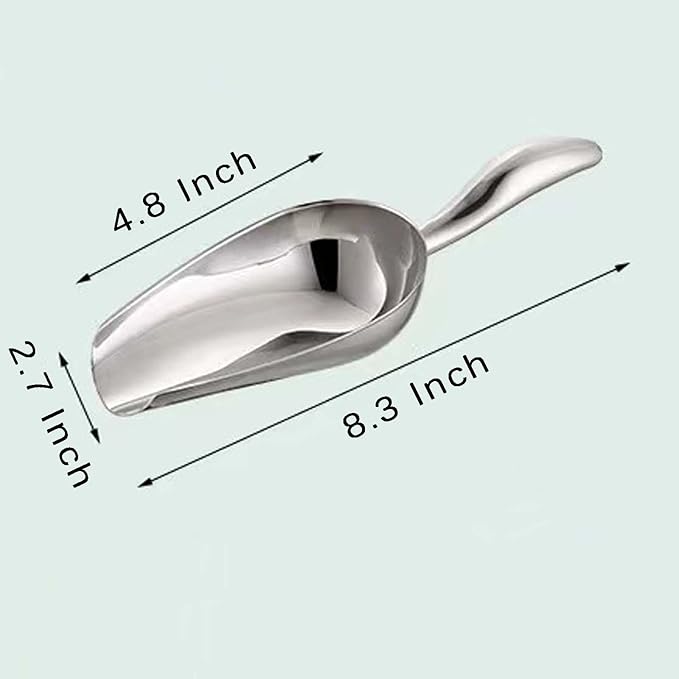 Stainless Steel Ice Scoop - Mini Ice Scoop for Freezer, Heavy Duty, Dishwasher Safe, 5 OZ