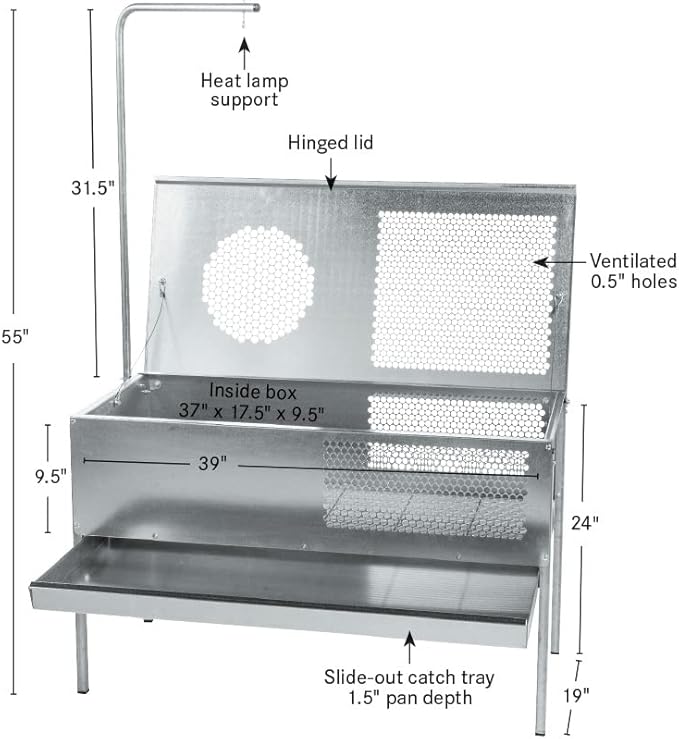 Premier 1 QuikClean Chick Brooder for Poultry with Easy Access Hinged Lid & Removable Collection Tray (Add-Your-Own Heat Source)