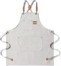 Tosewever Canvas Cross Back Chef Cotton Aprons for Men Women with Large Pockets
