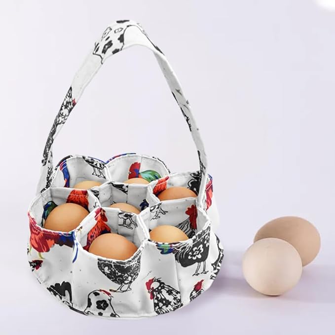 Egg Collecting Bags Eggs Collecting Basket with 7 Pouches,Canvas Eggs Gathering Bag for Farmhouse Chicken Hen Duck Goose Housewife Garden Transporting Storage