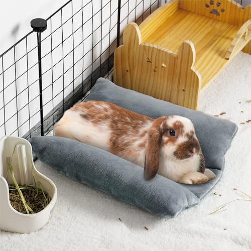 MEWTOGO 15.7" x 14" Bunny Bed for Rabbit Cage - 15.7 x 14In, Gray, flannel, Thickened & Soft - Image 4