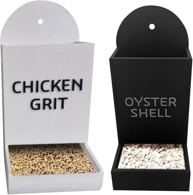 Chicken Oyster Shell and Grit Feeder, Hanging Chicken Feeder Trough, Oyster Shell Feeders for Chickens, Chicken Coop Accessories, Gravity Poultry Feeder, Automatic Chicken Feeders (Set B)