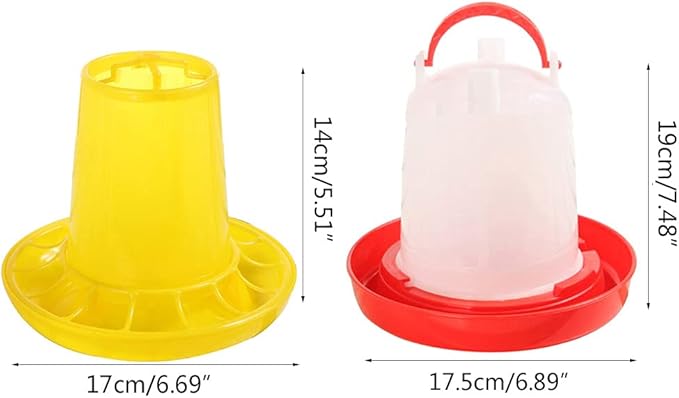 Chick Waterer And Feeder Automatic Small Poultry Water Drinkers Dispensers 1 Kg/2.2 Lbs Large Storage Capacity Baby Chick Feeder And Hanging Waterer Kit Set For Brooder No Waste Stand Small