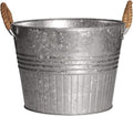 Headwind Decorative Planter - Round Galvanized Bucket w/Rope Handles – 10 Inch Metal Tub Bucket Planter for Outdoor Plants w/Drainage Hole – Galvanized Large Outdoor Planters Buckets by Robert Allen